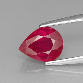Rubí rojo natural de 1,51 ct, en forma de pera, VS-SI