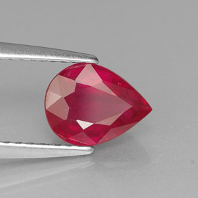 Rubí rojo natural de 1,51 ct, en forma de pera, VS-SI