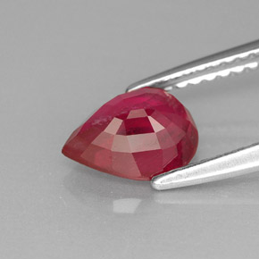 Rubí rojo natural de 1,51 ct, en forma de pera, VS-SI