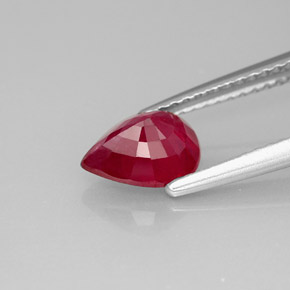 Rubí rojo natural de 1,48 ct, en forma de pera, VS-SI