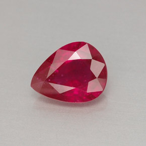 Rubí rojo natural de 1,29 ct, en forma de pera, VS-SI