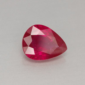 Rubí rojo natural de 1,29 ct, en forma de pera, VS-SI