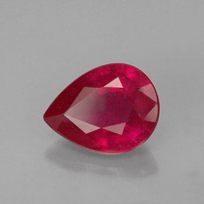 Rubí rojo natural de 1,36 ct, en forma de pera, VS-SI