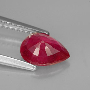 Rubí rojo natural de 1,36 ct, en forma de pera, VS-SI