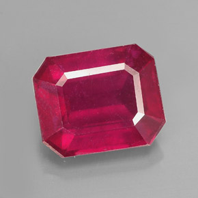 Rubí rojo natural de 4,68 ct, corte esmeralda, VS-SI
