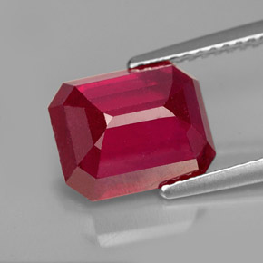 Rubí rojo natural de 4,68 ct, corte esmeralda, VS-SI