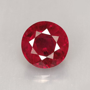 Rubí rojo natural de 1,48 ct, corte redondo, VS-SI