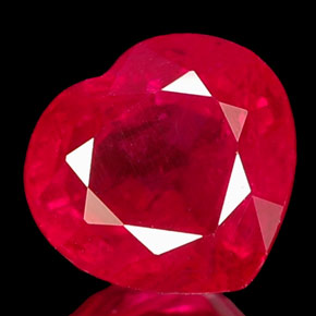 Rubí rojo natural de 1,26 ct, forma de corazón, VS-SI