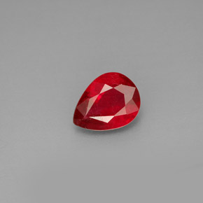 Rubí rojo natural de 1,26 ct, en forma de pera, VS-SI
