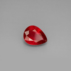 Rubí rojo natural de 1,26 ct, en forma de pera, VS-SI