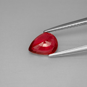 Rubí rojo natural de 1,26 ct, en forma de pera, VS-SI