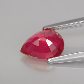 Rubí rojo natural de 1,31 ct, en forma de pera, VS-SI