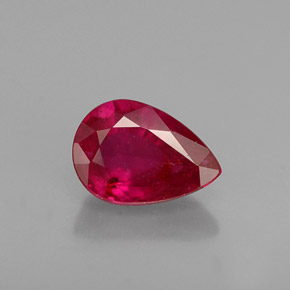Rubí rojo natural de 1,05 ct, en forma de pera, VS-SI