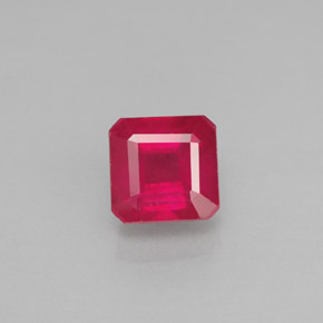 Rubí rojo natural de 1,72 ct, corte esmeralda, VS-SI