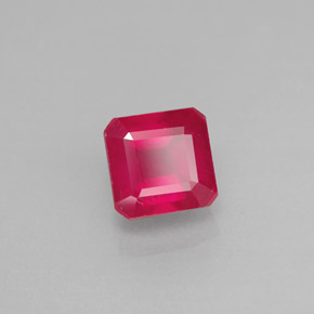Rubí rojo natural de 1,72 ct, corte esmeralda, VS-SI