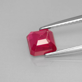 Rubí rojo natural de 1,72 ct, corte esmeralda, VS-SI