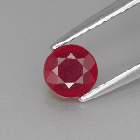 Rubí rojo natural de 0,81 ct, corte redondo, VS-SI