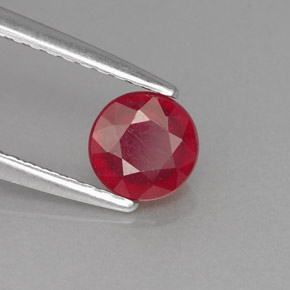 Rubí rojo natural de 0,81 ct, corte redondo, VS-SI