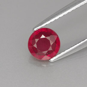Rubí rojo natural de 0,89 ct, corte redondo, VS-SI