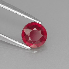 Rubí rojo natural de 0,89 ct, corte redondo, VS-SI