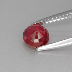 Rubí rojo natural de 0,89 ct, corte redondo, VS-SI