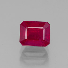 Rubí rojo natural de 1,54 ct, corte esmeralda, VS-SI