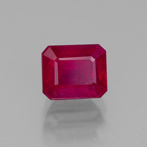 Rubí rojo natural de 1,54 ct, corte esmeralda, VS-SI
