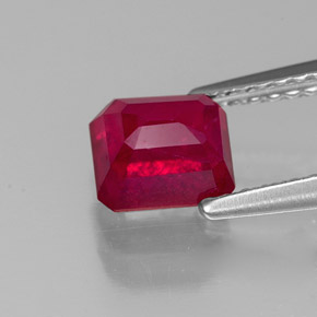 Rubí rojo natural de 1,54 ct, corte esmeralda, VS-SI
