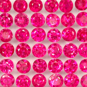 Gemas de rubí rojo natural de  ct, corte redondo, VS