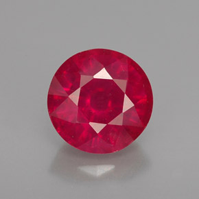 Rubí rojo natural de 1,71 ct, corte redondo, VS-SI