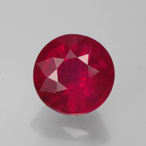 Rubí rojo natural de 1,82 ct, corte redondo, VS-SI