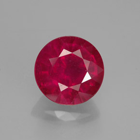 Rubí rojo natural de 1,39 ct, corte redondo, VS-SI