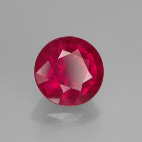 Rubí rojo natural de 1,39 ct, corte redondo, VS-SI