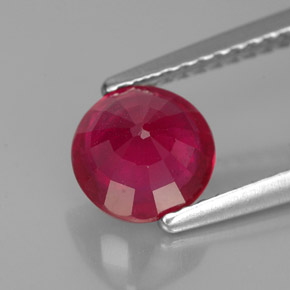 Rubí rojo natural de 1,39 ct, corte redondo, VS-SI