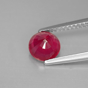 Rubí rojo natural de 1,40 ct, corte redondo, VS-SI