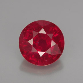 Rubí rojo natural de 1,39 ct, corte redondo, VS-SI