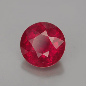 Rubí rojo natural de 1,39 ct, corte redondo, VS-SI