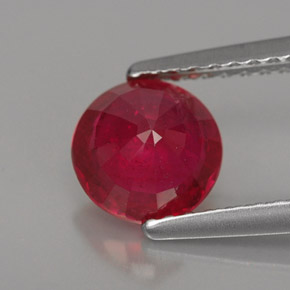 Rubí rojo natural de 1,39 ct, corte redondo, VS-SI