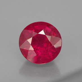 Rubí rojo natural de 1,19 ct, corte redondo, VS-SI