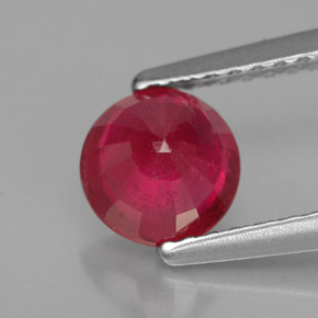 Rubí rojo natural de 1,19 ct, corte redondo, VS-SI