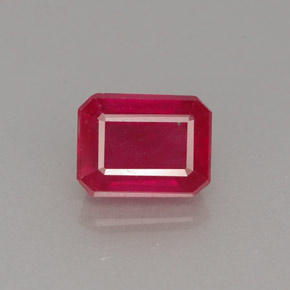 Rubí rojo natural de 1,65 ct, corte esmeralda, SI