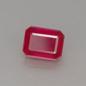 Rubí rojo natural de 1,65 ct, corte esmeralda, SI