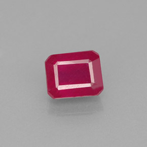 Rubí rojo natural de 1,77 ct, corte esmeralda, VS-SI