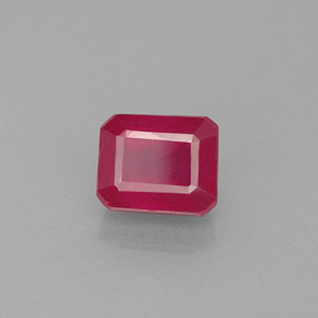 Rubí rojo natural de 1,77 ct, corte esmeralda, VS-SI