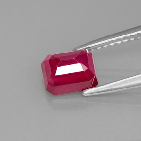Rubí rojo natural de 1,77 ct, corte esmeralda, VS-SI