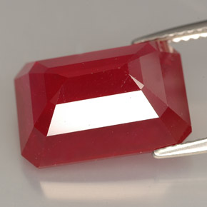 Rubí rojo natural de 13,23 ct, corte esmeralda, VS-SI