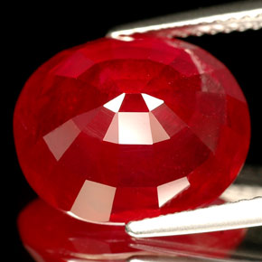 Rubí rojo natural de 10,26 ct, corte óvalo, VS-SI