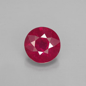 Rubí rojo natural de 1,06 ct, corte redondo, VS-SI