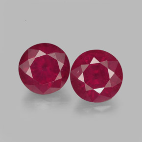 Gemas de rubí rojo natural de  ct, corte redondo, VS-SI