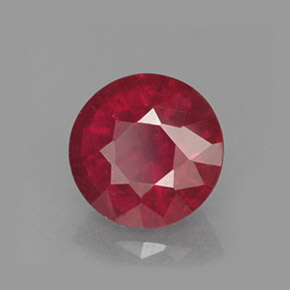 Rubí rojo natural de 1,55 ct, corte redondo, VS-SI